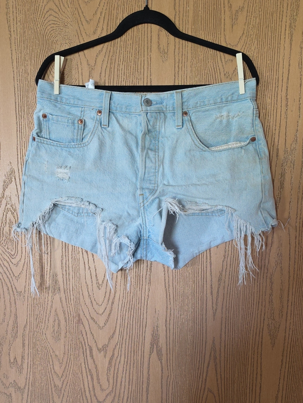 Levi's Light Blue Distressed Cutoff Micro Denim Shorts Size 32